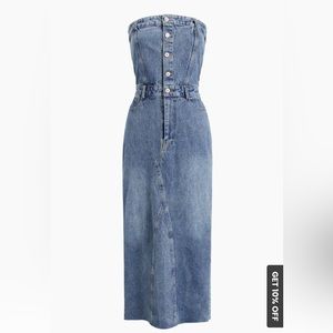 Denim Strapless Tube Midi Jean Dress - NWT, Size XL